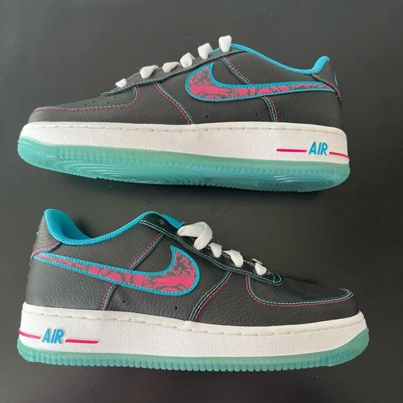 Nike Air Force 1 LV8 “Miami Nights” (GS) | Black Teal Pink | 4.5Y - Picture 11 of 12
